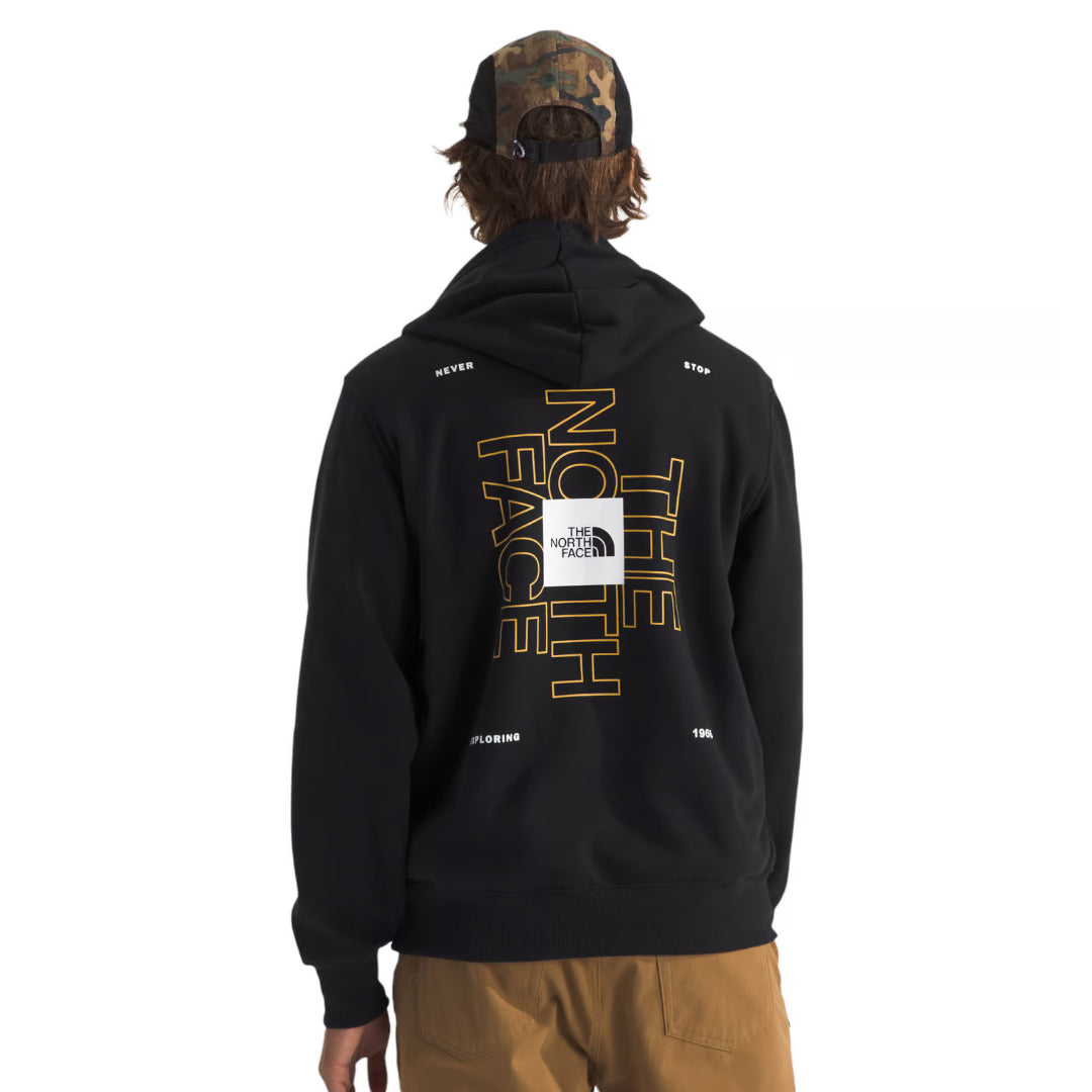 The North Face Men's Brand Proud Hoodie with a bold logo design and soft fleece fabric for everyday warmth and comfort.