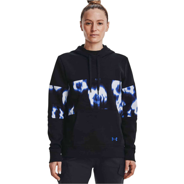 Women's UA Rival Fleece Blocked Hoodie Black / Versa Blue