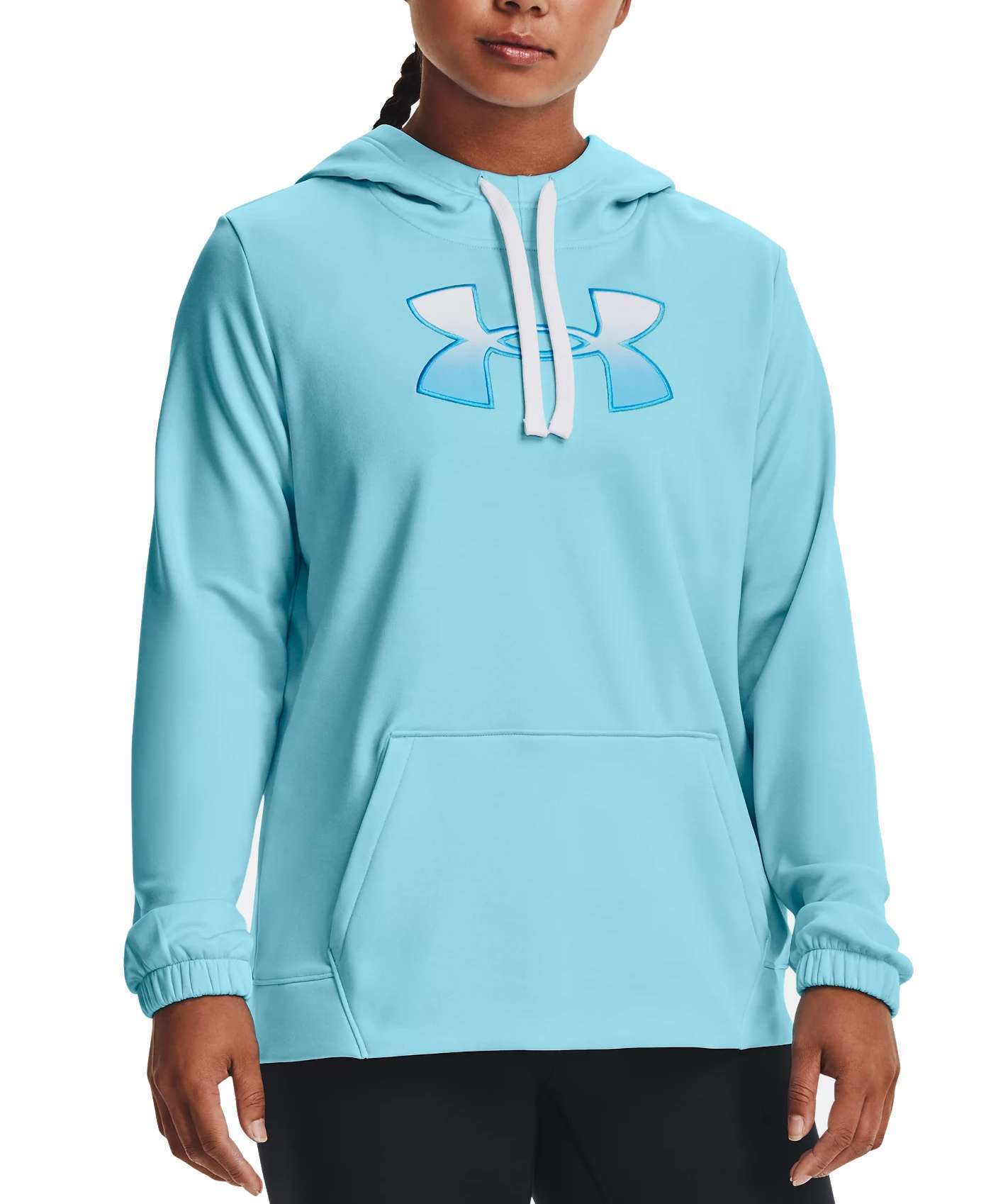 Under Armour Women's Armour Fleece® Big Logo Gradient Flock Hoodie 1365910-914 Sky Blue / White