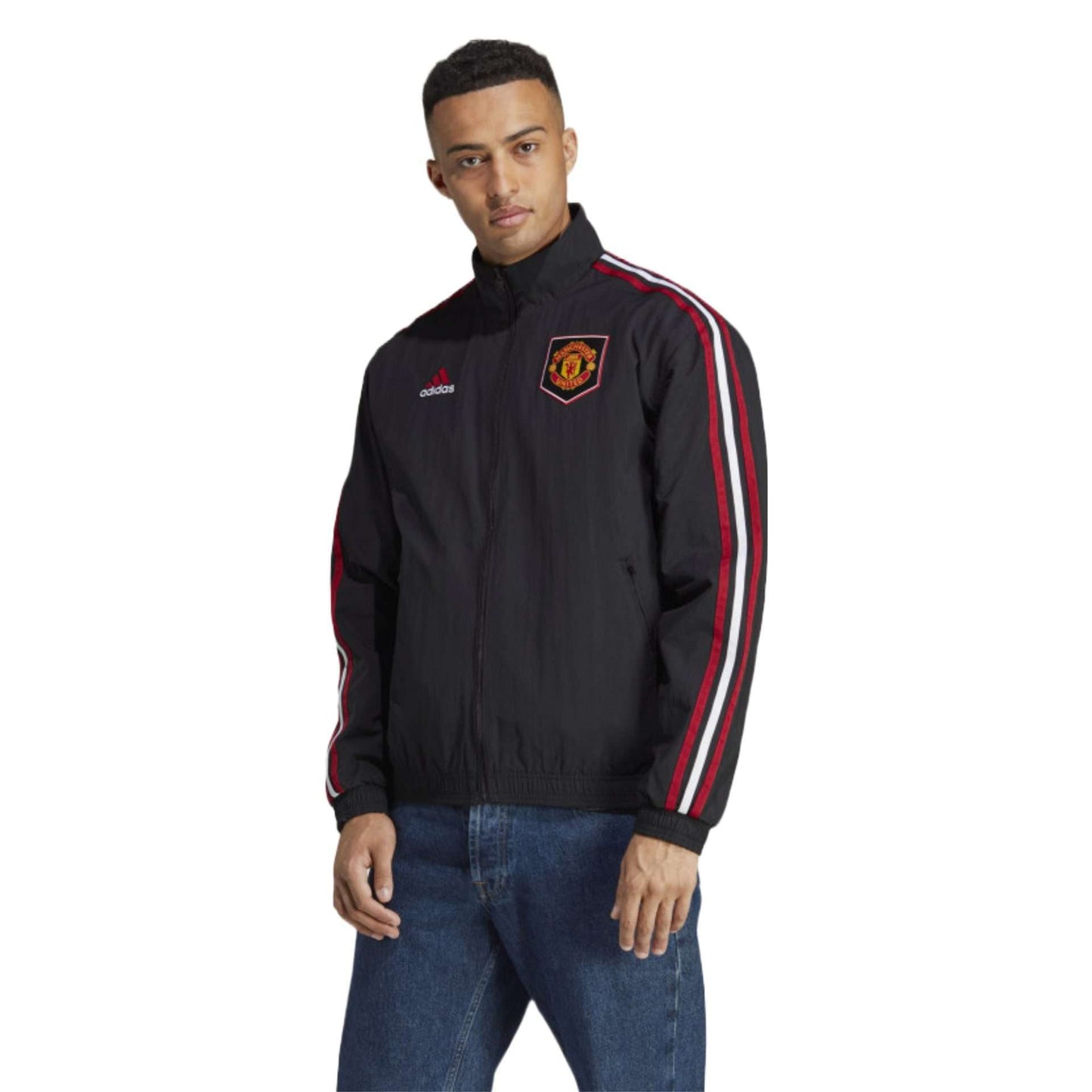 Adidas Manchester United Anthem Jacket with the team's logo on the front