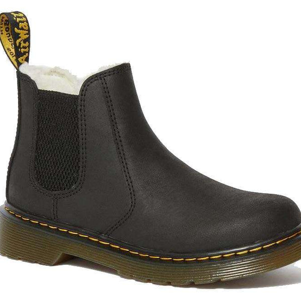 Dr. Martens Junior Fur-lined 2976 Leonore Chelsea Boot (Black)