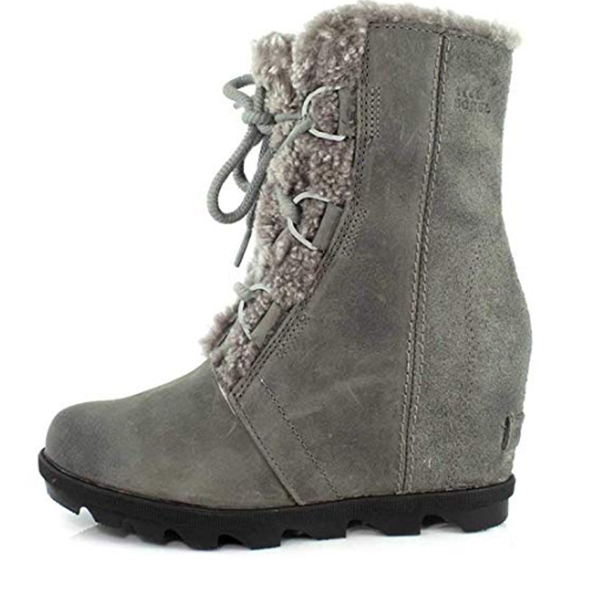 Sorel Women's Joan Wedge Shearling Boots (Quarry)