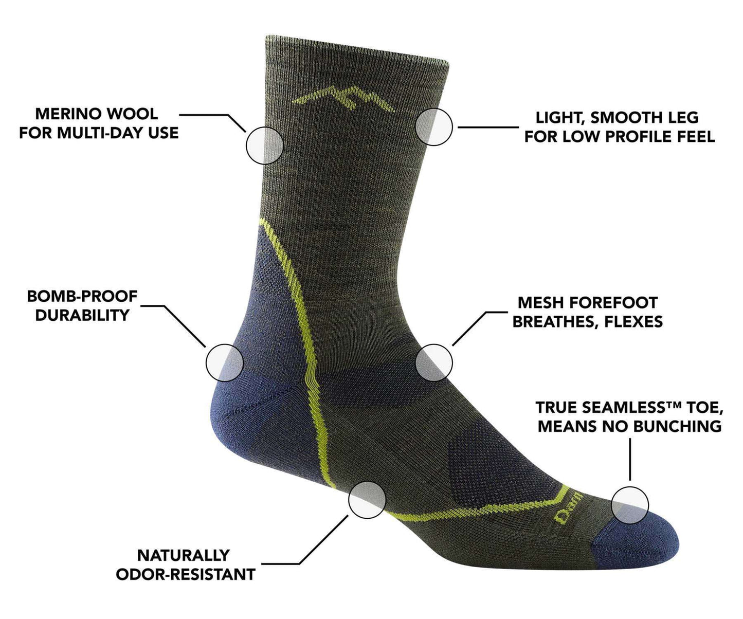 Darn Tough Men's Light Hiker Micro Crew Lightweight Hiking Sock - Taupe (1972-C Taupe 0722)