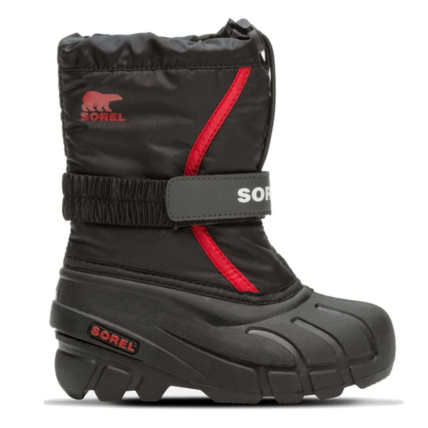 SOREL Childrens Flurry Boot - Black, Bright Red