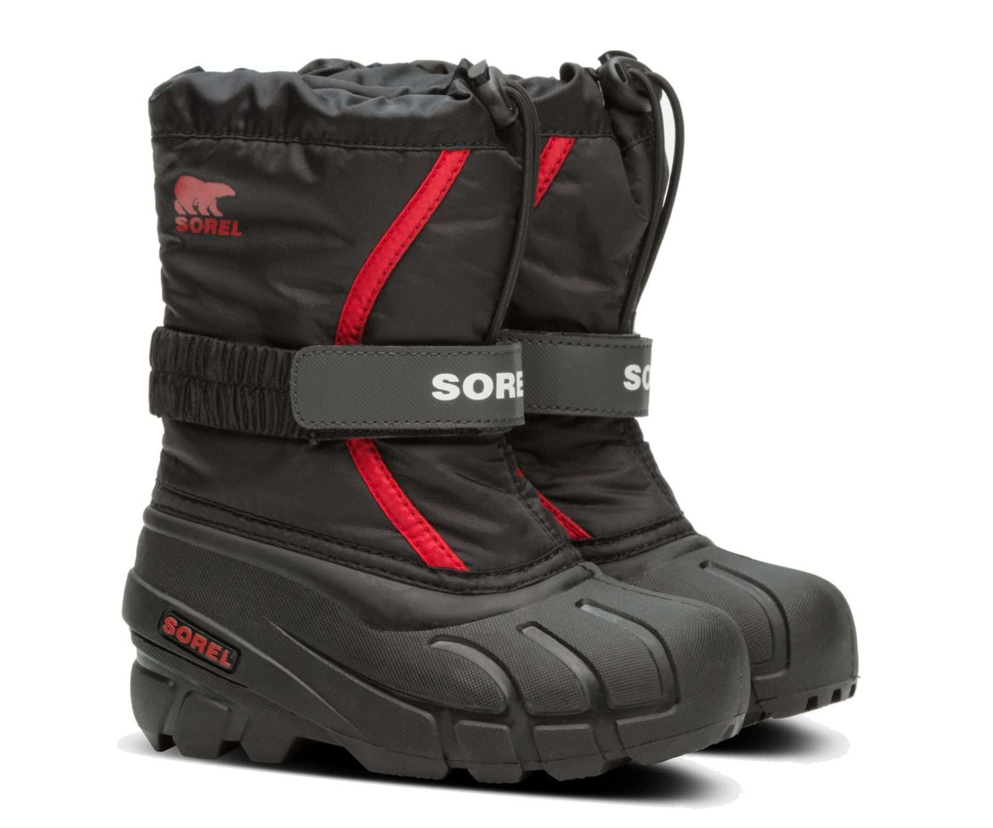 SOREL Childrens Flurry Boot - Black, Bright Red