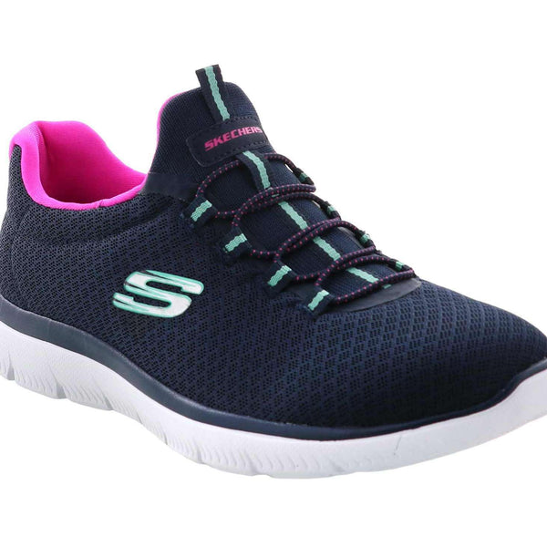 Skechers Women's Summits Bungee Slip On Wide Fit Shoes - Navy
