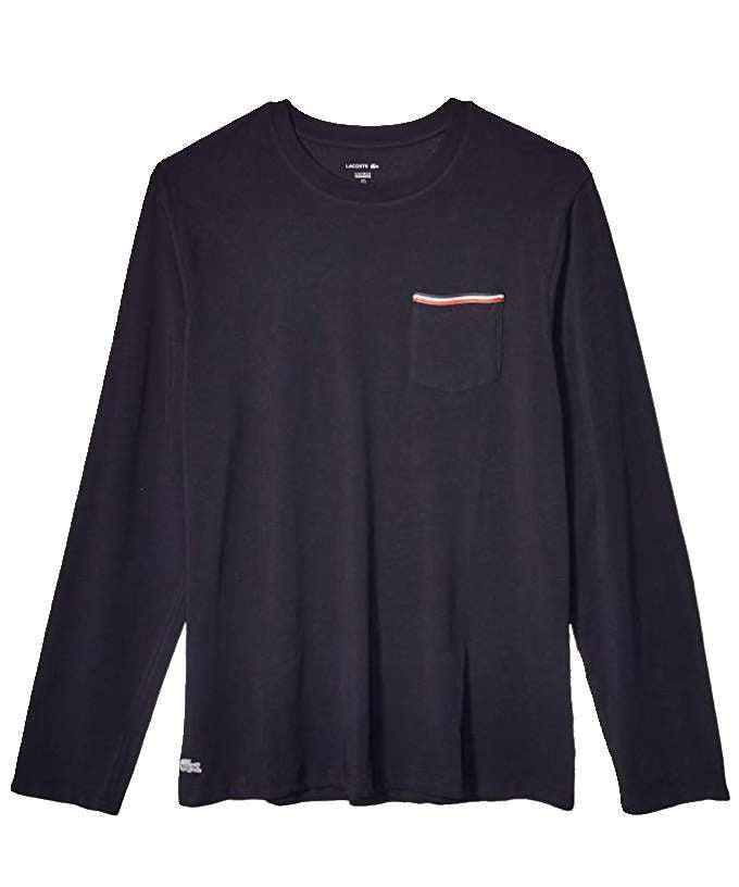 Lacoste Men's Long Sleeve Cotton Crewneck T-Shirt (Night Sky Blue)