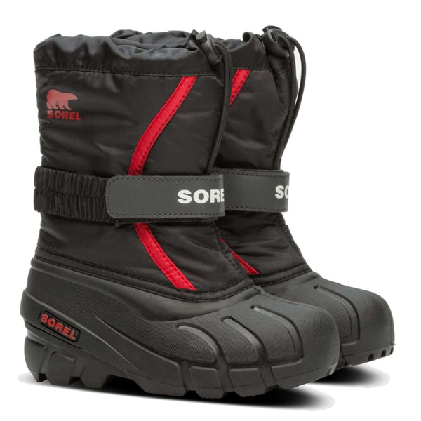 SOREL Childrens Flurry Boot - Black, Bright Red NC1965-015