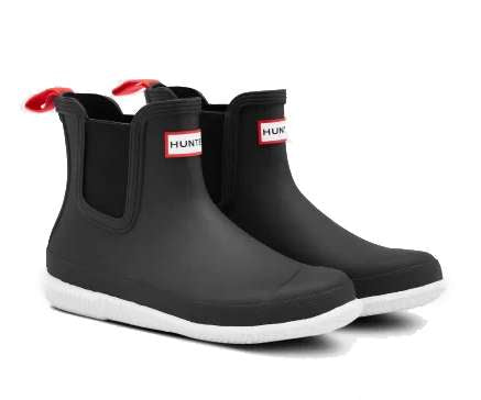 Hunter Women's Original Flat Heel Calendar Sole Chelsea Boots - Black/White WFS2103RMA