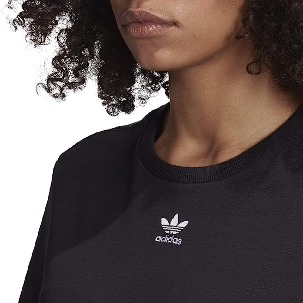 adidas Originals Women's T-Shirt in black with white embroidered logo