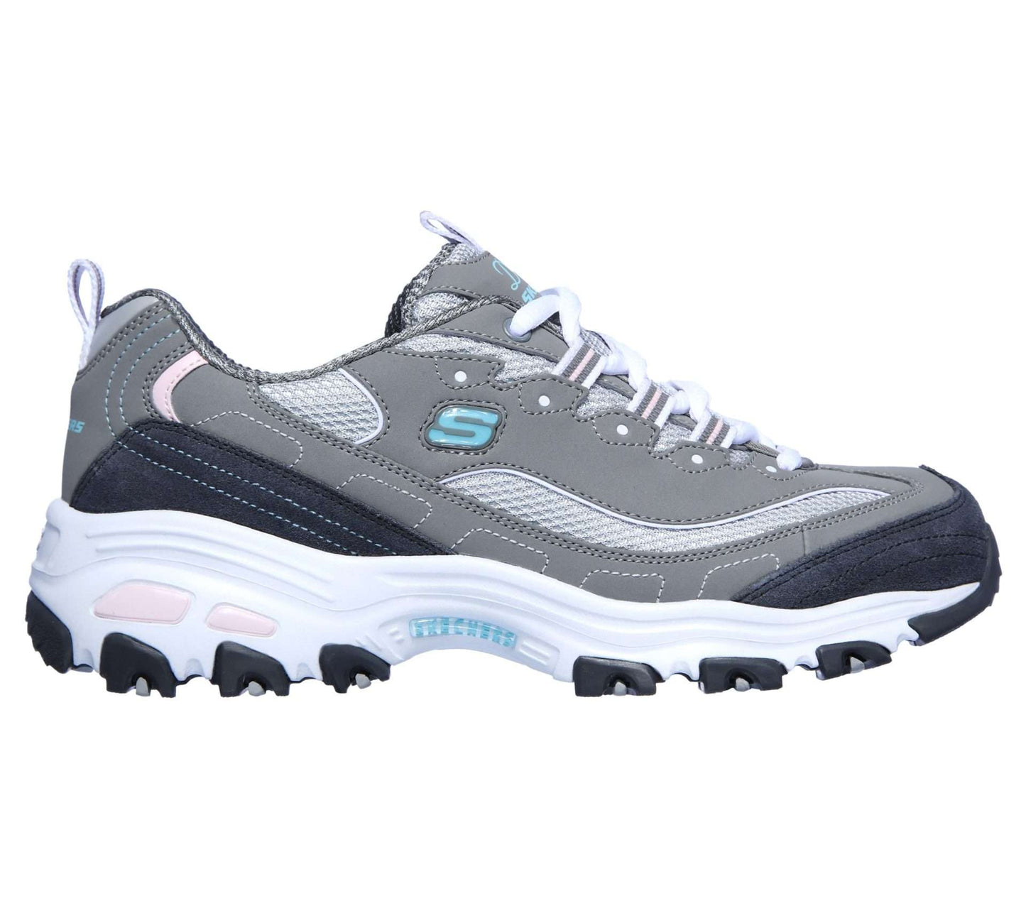 Skechers Women's D'Lites New Journey Shoes - Gray Light Pink