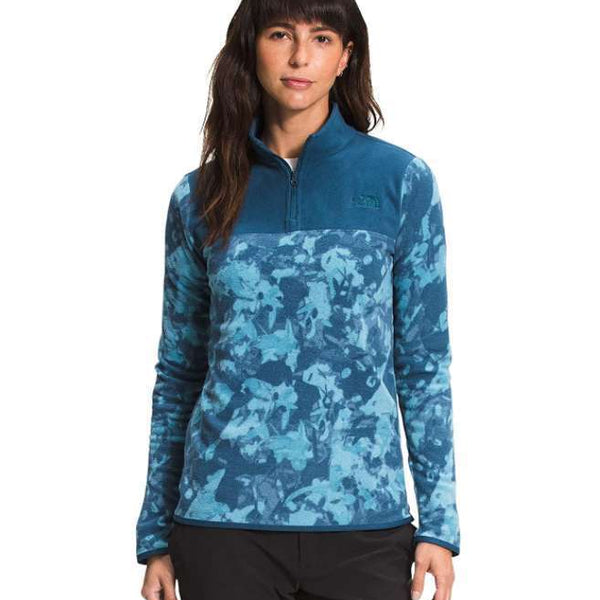 The North Face Women's Print TKA Glacier 1/4 Zip (Monterey Blue Scattershot Print)