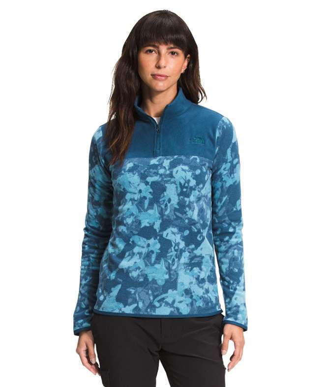 The North Face Women's Print TKA Glacier 1/4 Zip (Monterey Blue Scattershot Print)