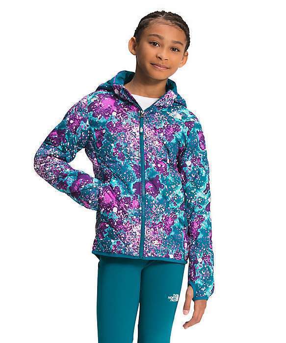 The North Face Girls' Printed ThermoBall Eco Hoodie (Deep Lagoon Constellation Camo)