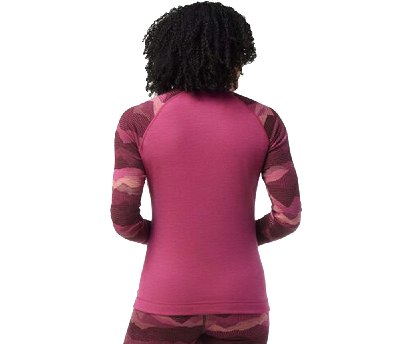 Smartwool Women's Classic Thermal Merino Base Layer Pattern 1/4 Zip - Festive Fuchsia Mountain Scape (SW016375-K57 0822)