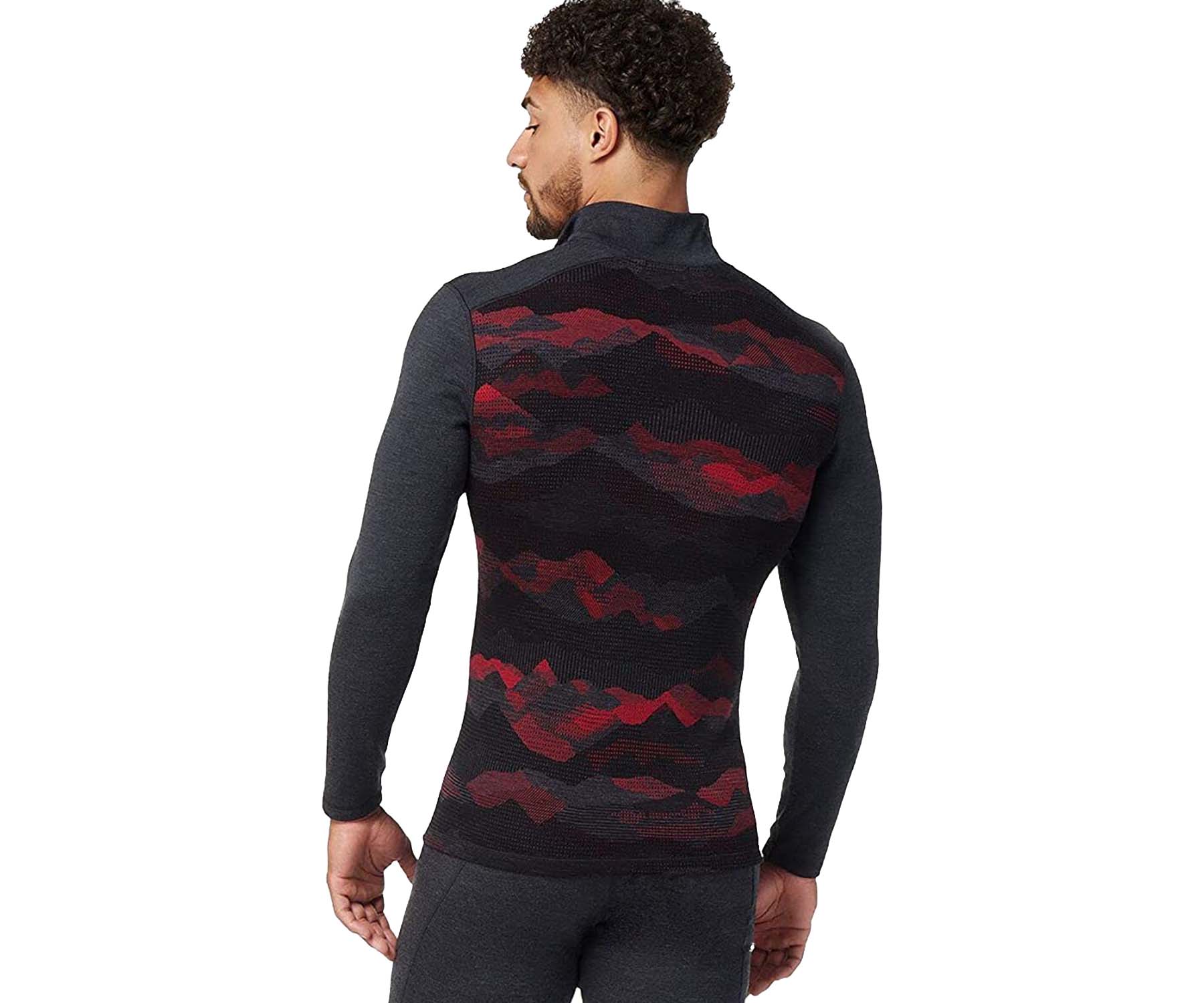 Smartwool Men's Classic Thermal Merino 250 Pattern Base Layer 1/4 Zip - Rhythmic Red Mountain Scape (SW016357-K65 0822)