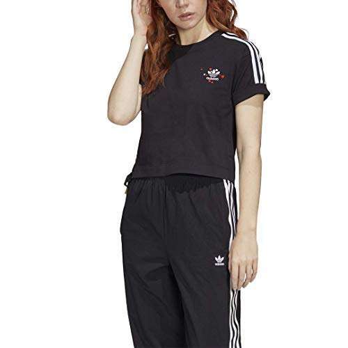 Embrace the sporting lifestyle with the adidas Originals Women's SS Black Cropped T-Shirt. With embroidered logo and decorative drawstrings, shop at Runnwalk.com.