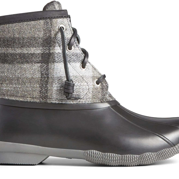 Sperry Women's Saltwater Plaid Charcoal Duck Boot