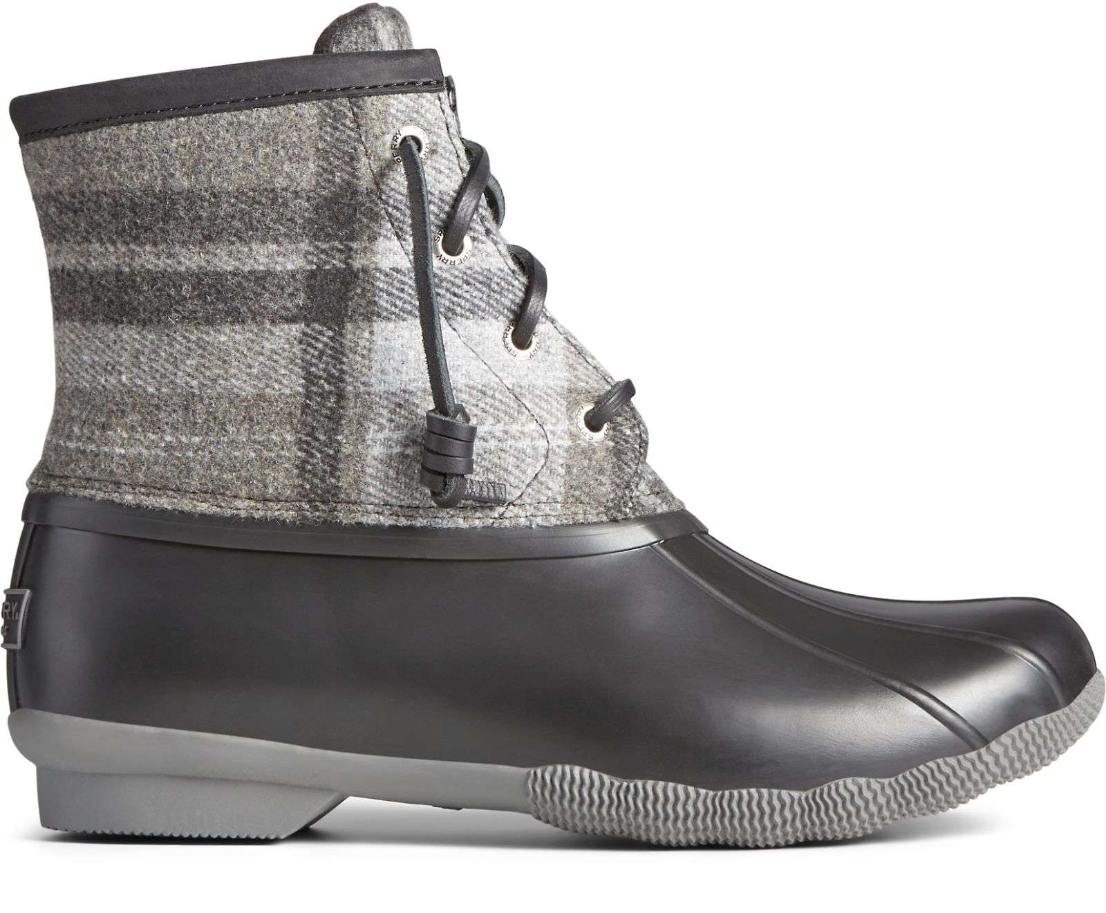 Sperry Women's Saltwater Plaid Charcoal Duck Boot