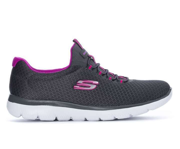 Skechers Women's Summits Bungee Slip On Wide Fit Shoes - Charcoal Pink