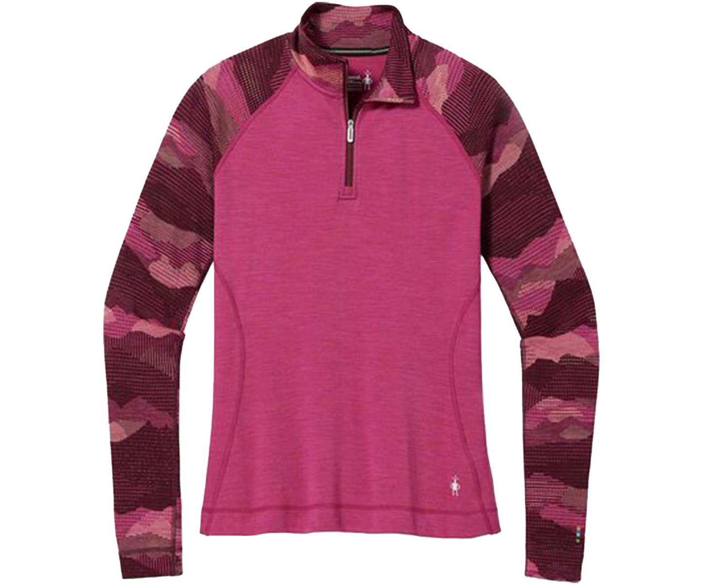 Smartwool Women's Classic Thermal Merino Base Layer Pattern 1/4 Zip - Festive Fuchsia Mountain Scape