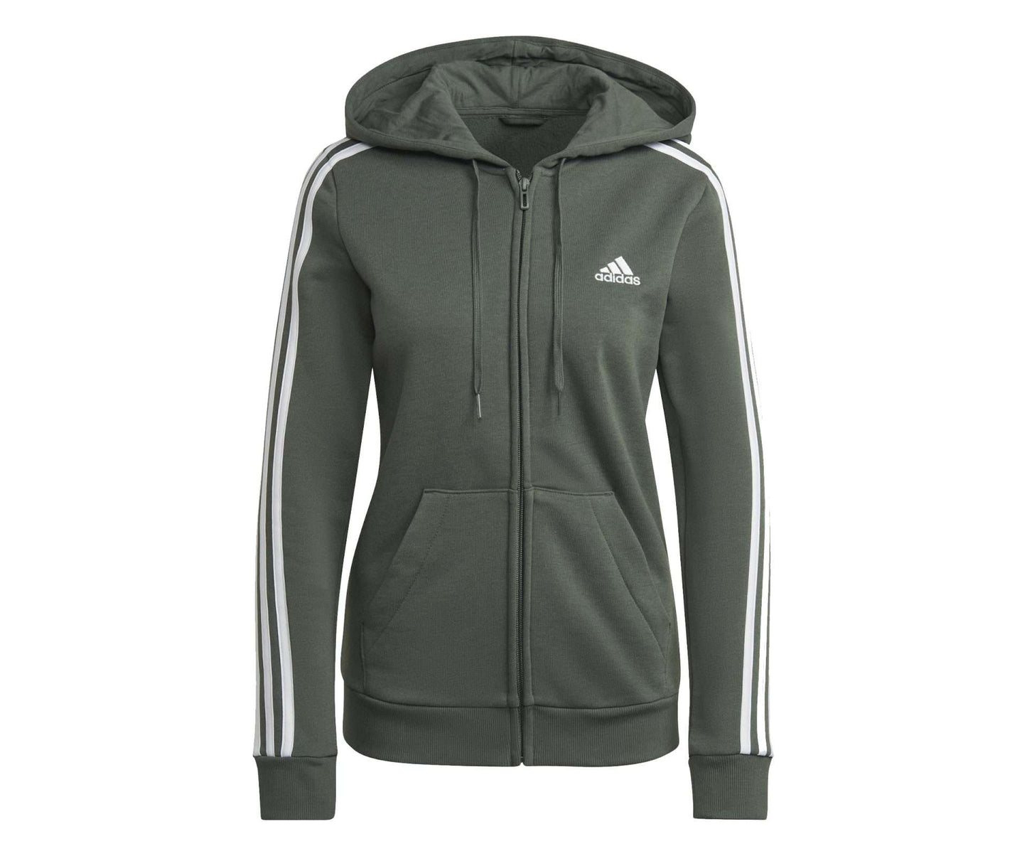 adidas Women's ESSENTIALS FLEECE 3-STRIPES FULL-ZIP HOODIE