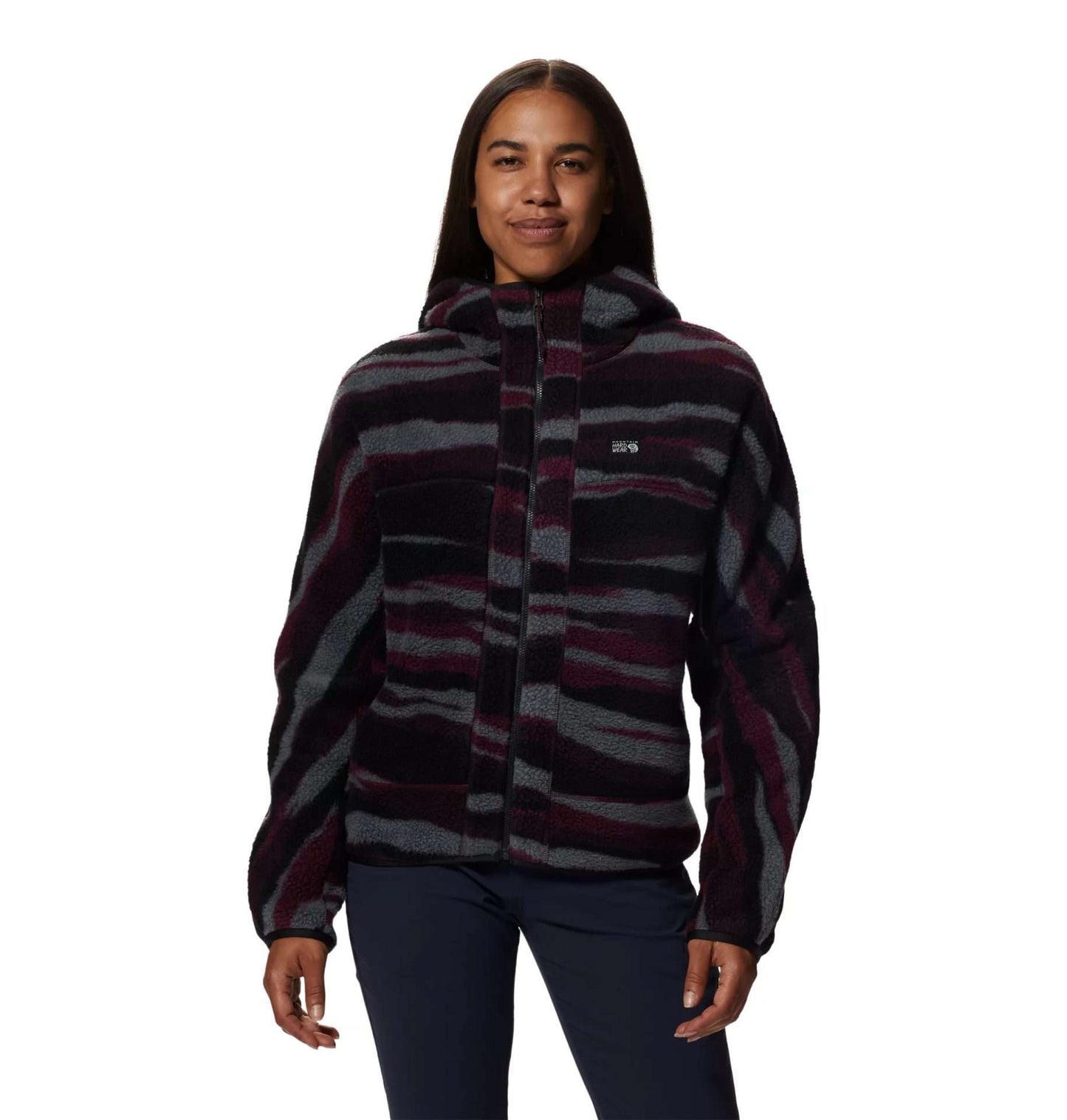 Mountain Hardwear Women's HiCamp™ Fleece Full Zip Hoodie - Cocoa Red Landscape Print