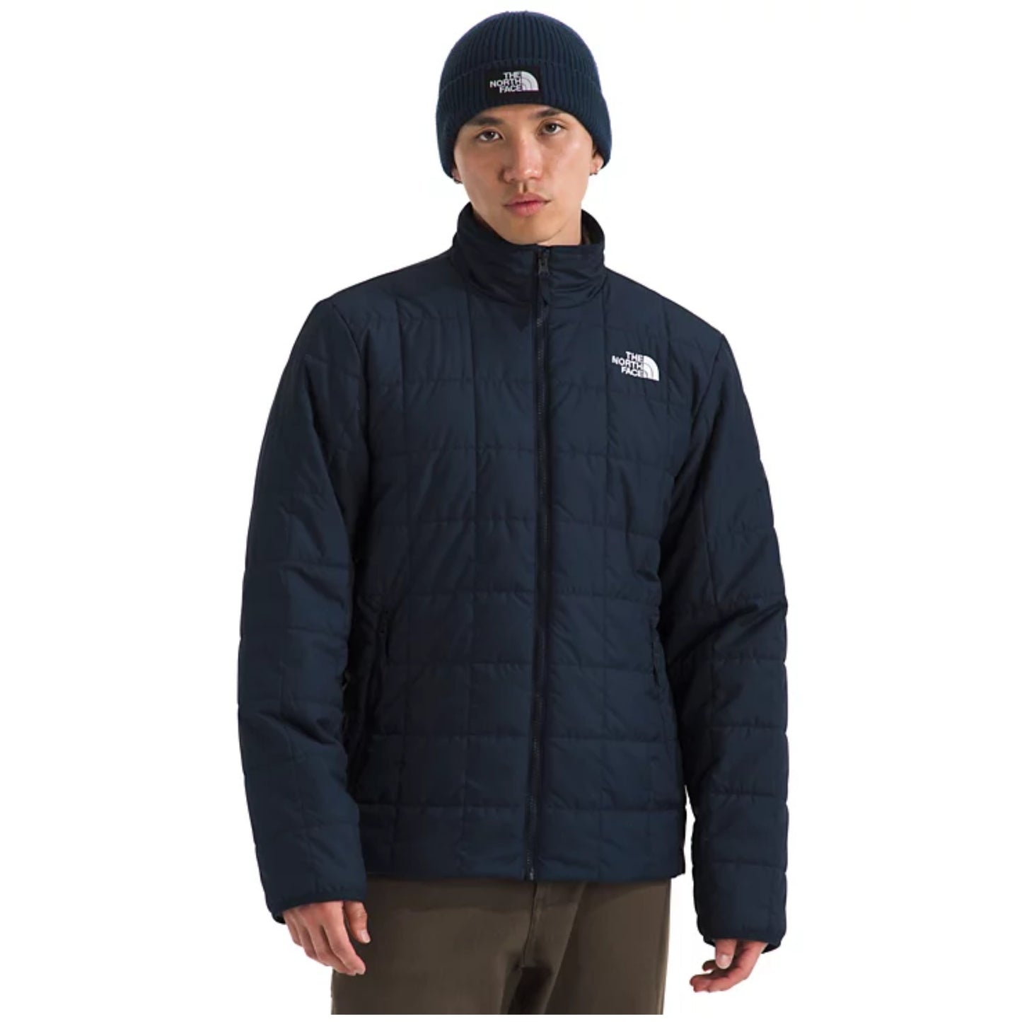 The North Face Men’s Junction Insulated Jacket in black with full-zip front, stand collar, and embroidered logo on chest.