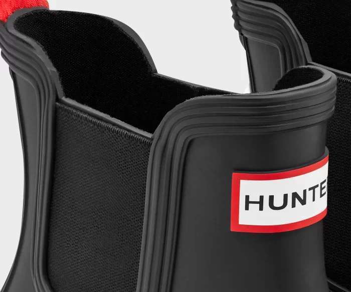 Hunter Women's Original Flat Heel Calendar Sole Chelsea Boots - Black/White WFS2103RMA