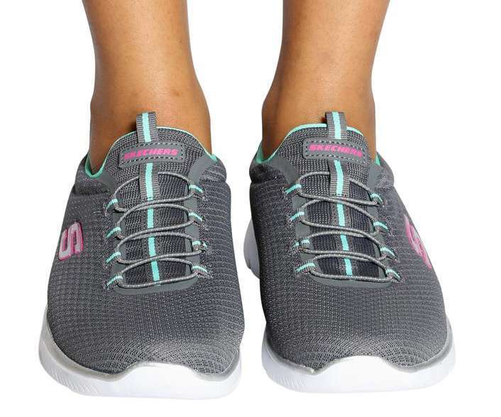 Skechers Women's Summits Bungee Slip on Shoes - Charcoal/Green (12980/CCGR)