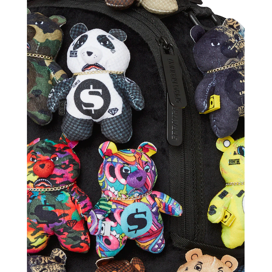 Sprayground Pack of Bears Real Lush Bears Runway Piece Backpack, a super exclusive backpack featuring a lush bear design with runway-inspired details.