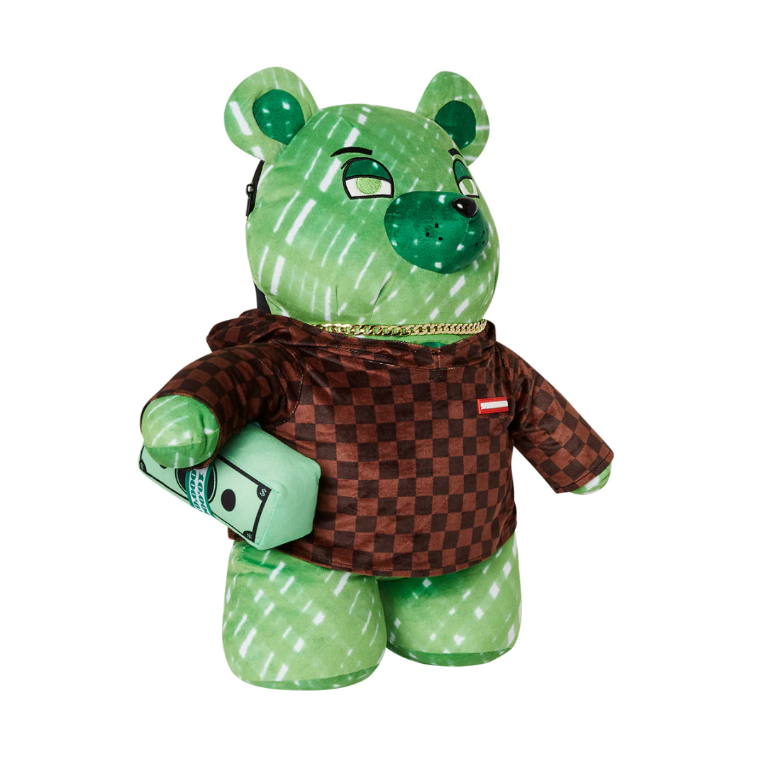 Sprayground Sharks In Paris Fade Away Hoodie Moneybear Teddybear Backpack in a stylish design, featuring a blend of hoodie and moneybear aesthetics with a unique fade-away pattern.
