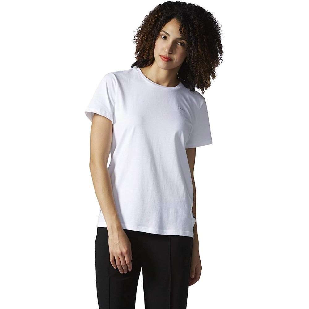 A woman wearing adidas Women's Originals 3-Stripes Tee