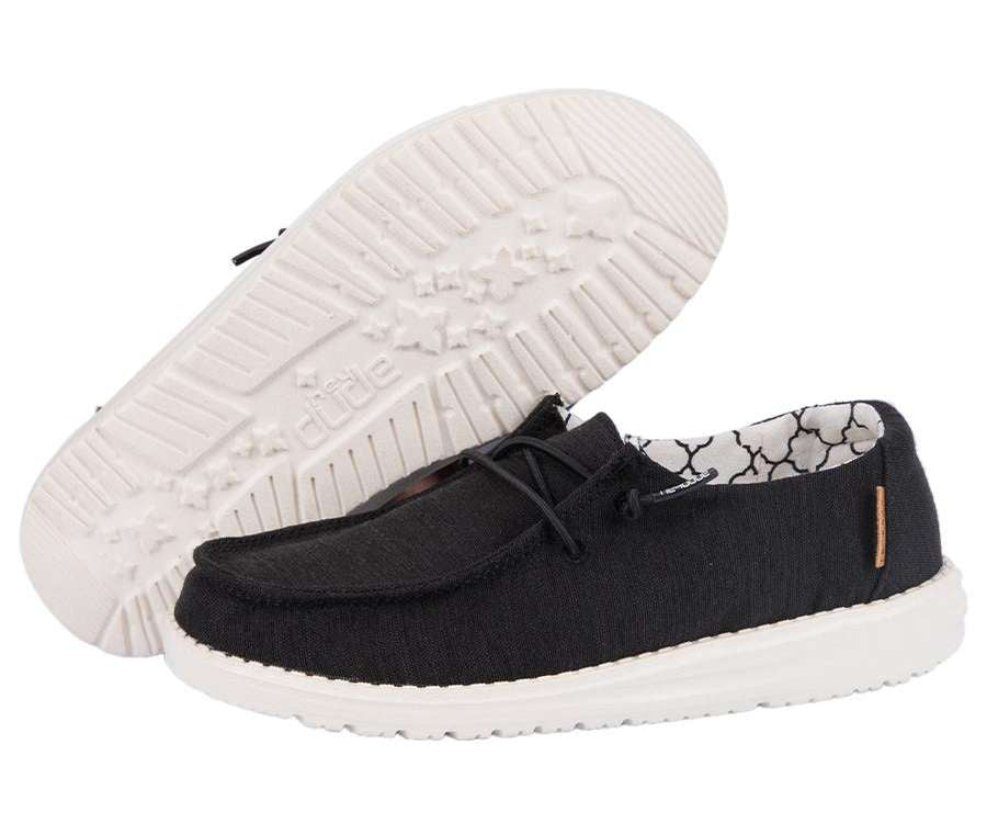 Hey Dude Girl's Youth Shoe Wendy Linen Black 130124987
