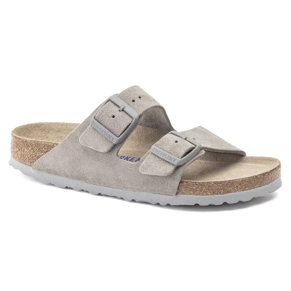 BIRKENSTOCK ARIZONA SOFT FOOTBED SLIDES - STONE COIN