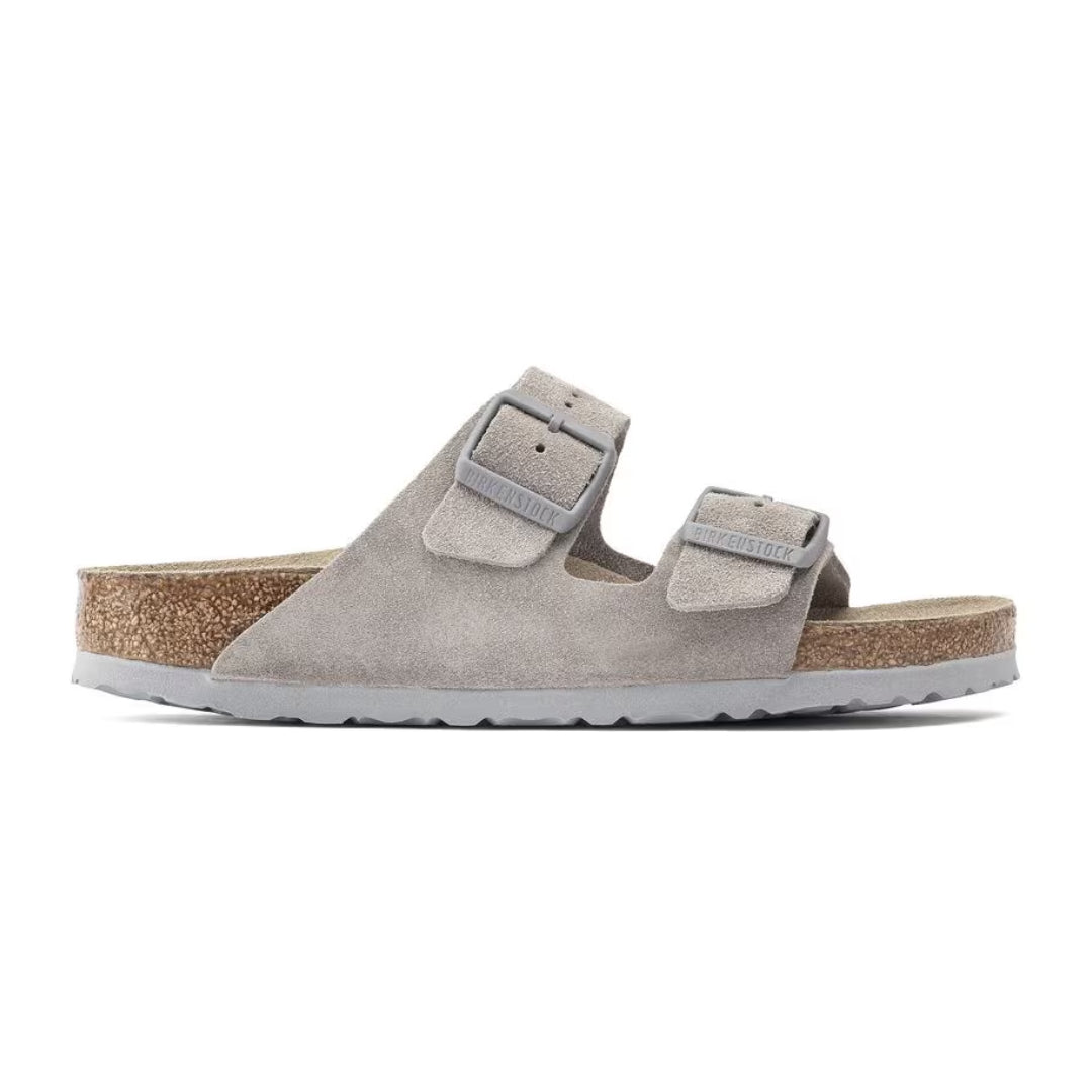 BIRKENSTOCK ARIZONA SOFT FOOTBED SLIDES - STONE COIN