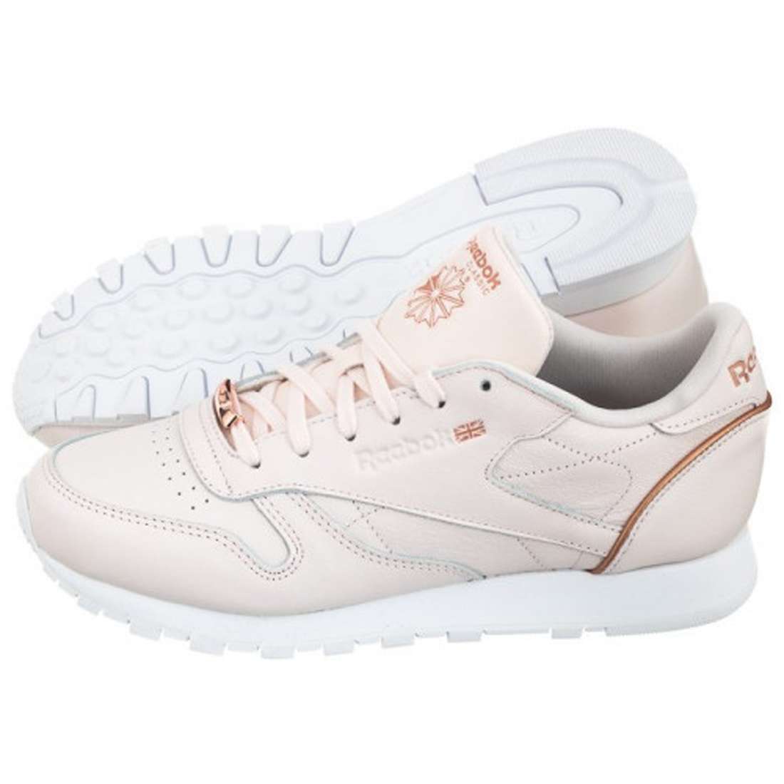 Reebok Women's Classic Leather HW Shoes,BS9880,Pale Pink/White/Rose Gold