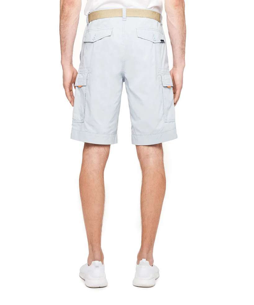 WearFirst Men's Roam Stretch Cotton Belted Shorts M01E58091SA Bleached Blue