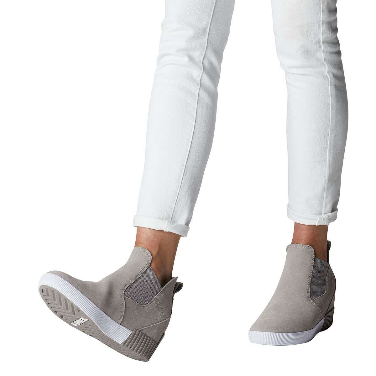 Sorel Women's Out N About Slip-On Wedge NL4702-061 Chrome Grey, White