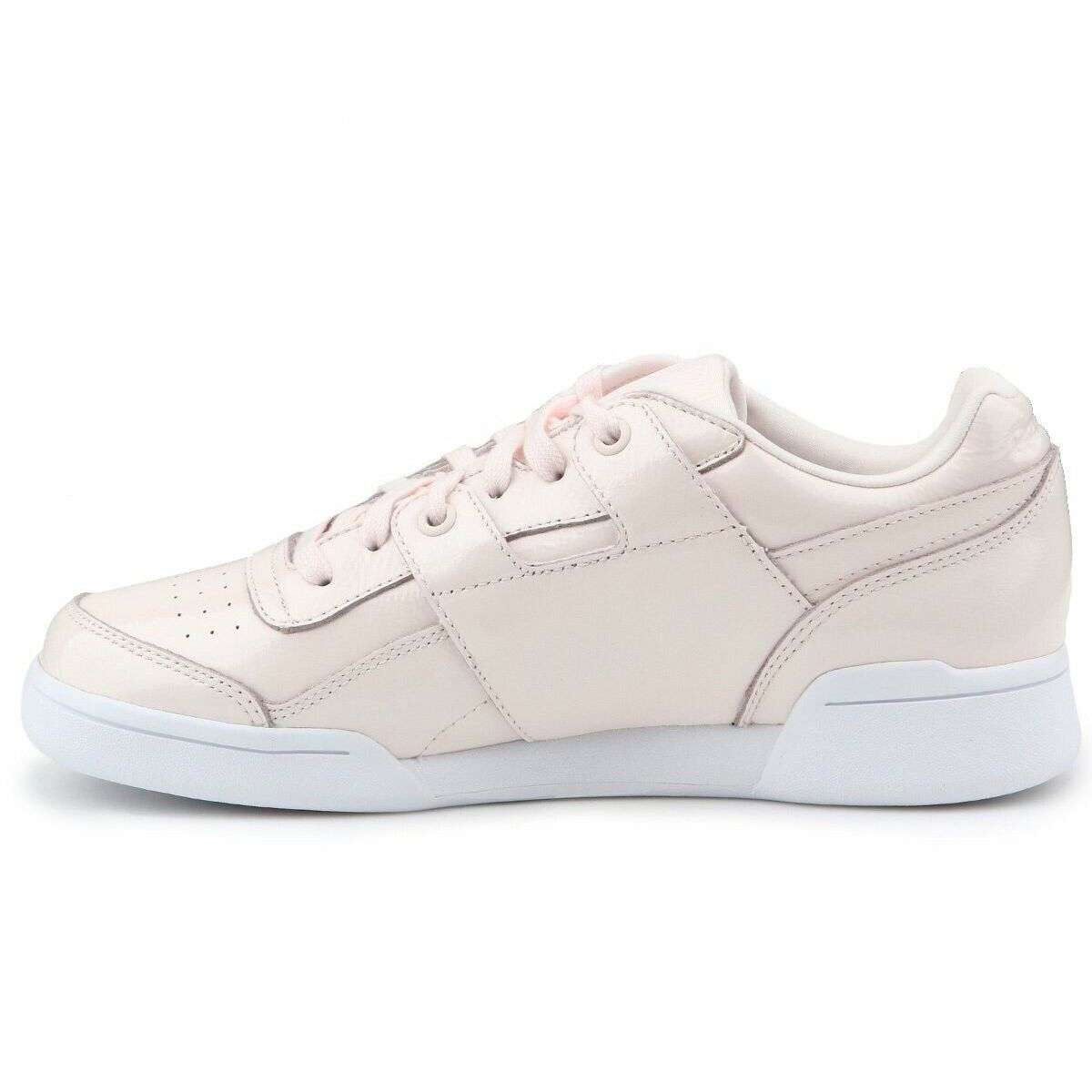 Reebok Women's Workout Lo Plus Iridescent Shoes,CM8951,Pale Pink/White