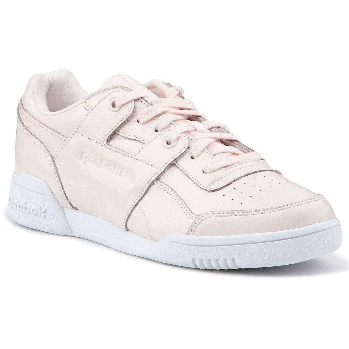Reebok Women's Workout Lo Plus Iridescent Shoes,CM8951,Pale Pink/White