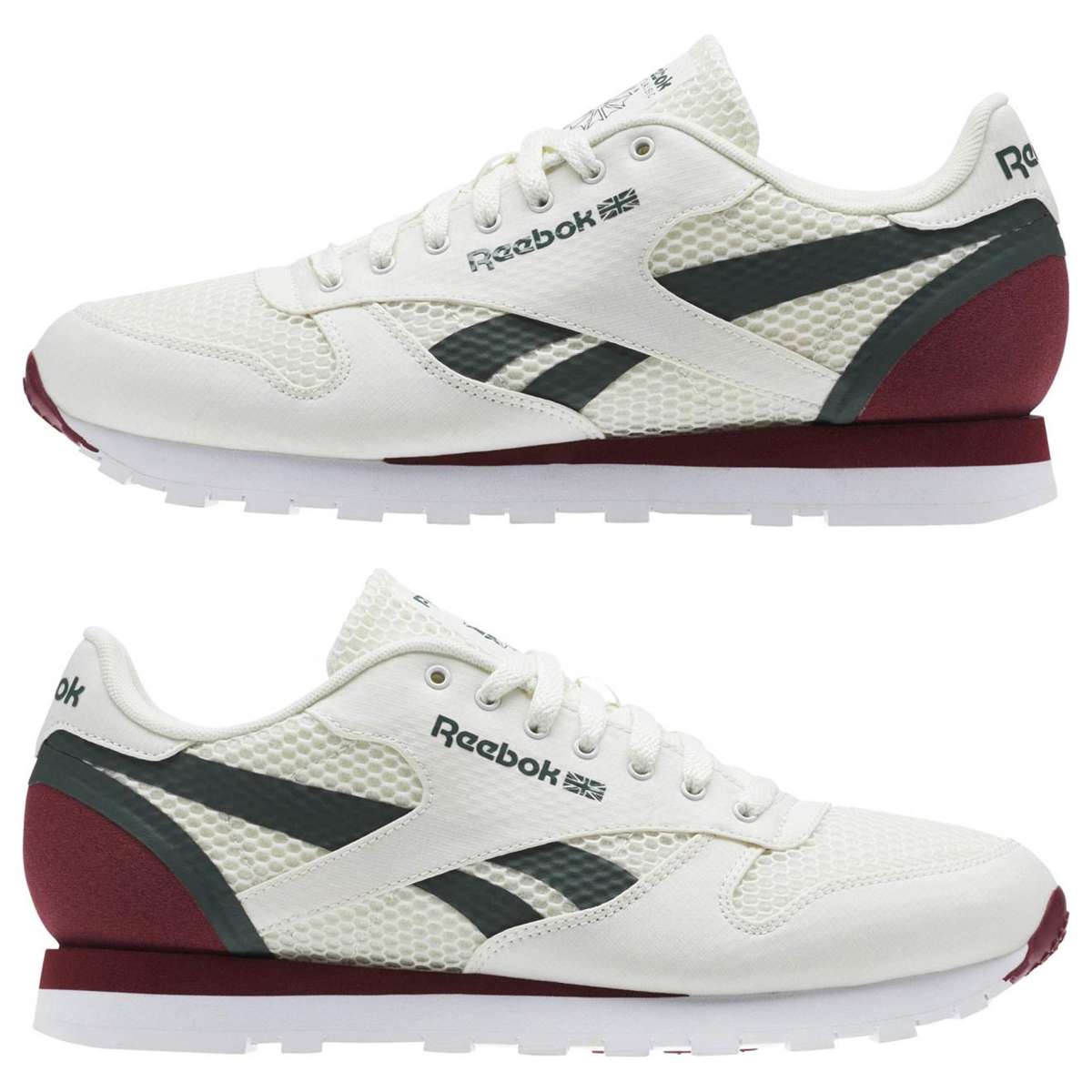 Reebok Men's Classic Leather Shoes,CM9599,Chalk / Urban Maroon / Chalk Green