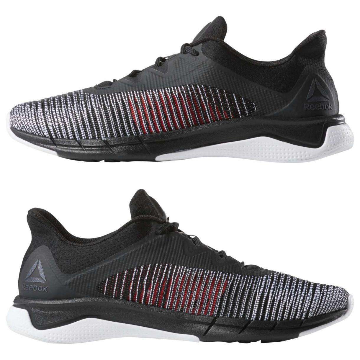 Reebok Men's Fast Tempo Flexweave Shoe,CN6610, Black/White/Neon Red