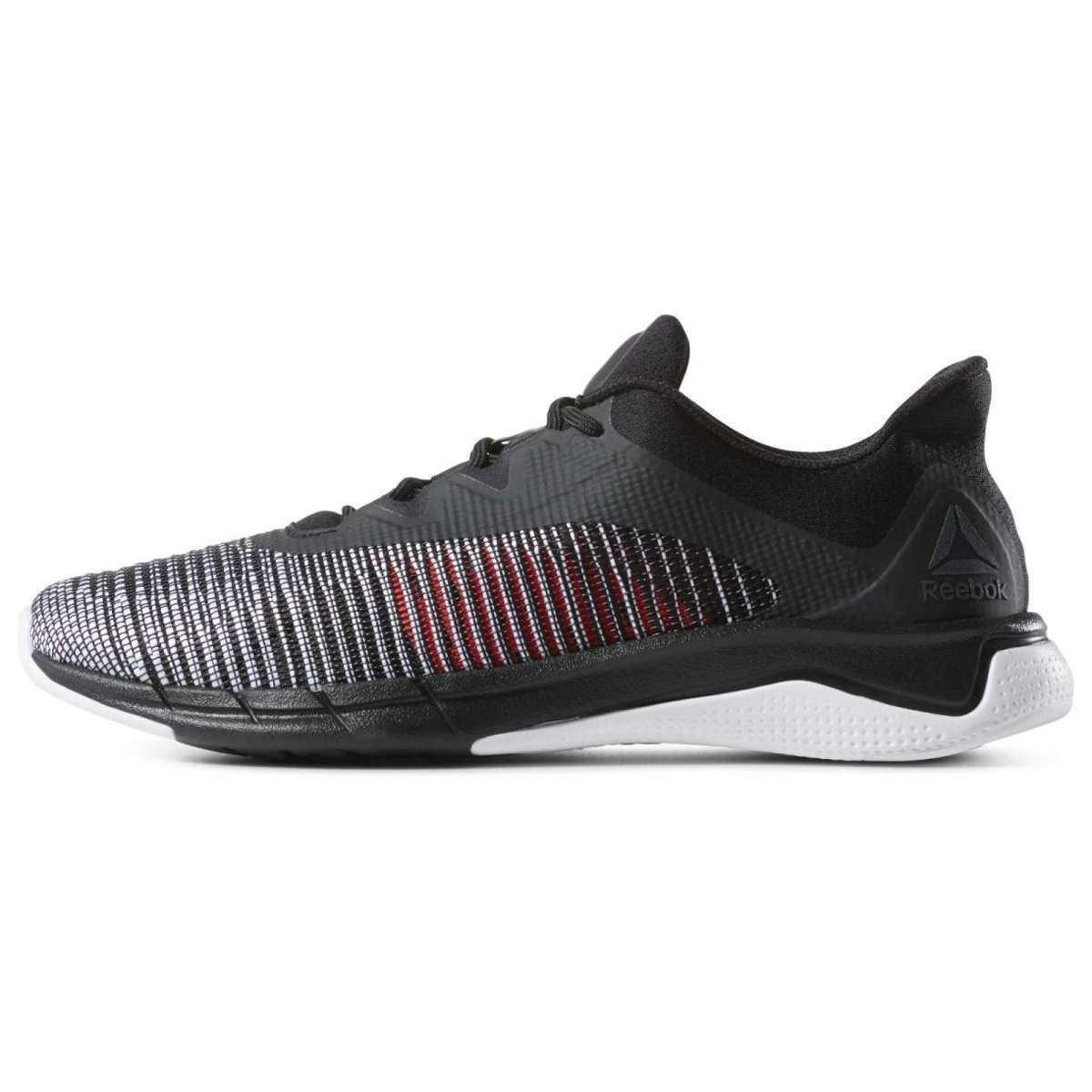 Reebok Men's Fast Tempo Flexweave Shoe,CN6610, Black/White/Neon Red