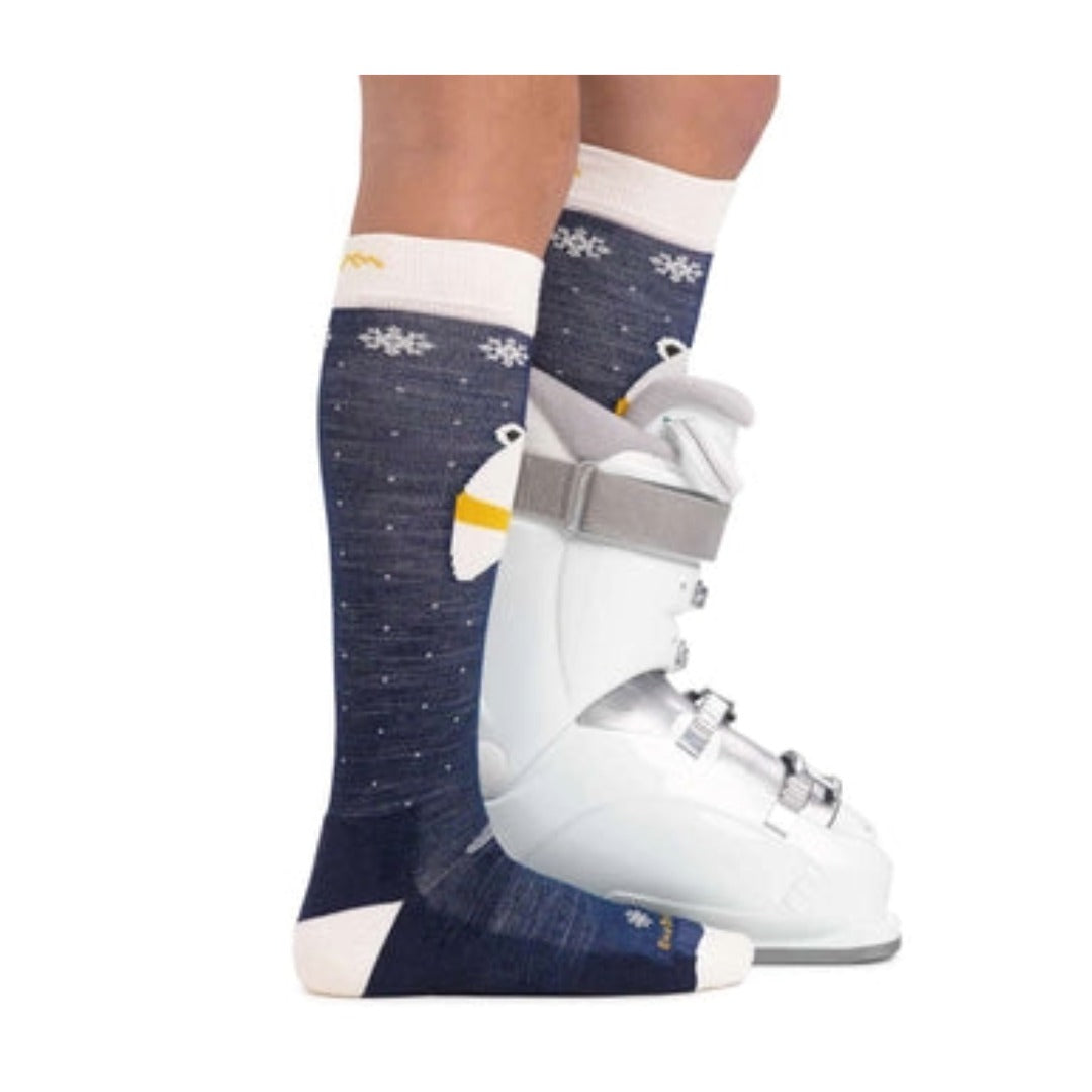 Darn Tough Kids Polar Bear Over-the-Calf Midweight Ski & Snowboard Socks - Blue
