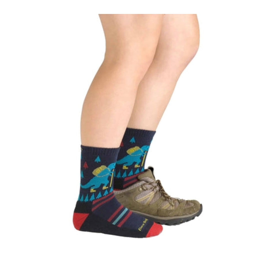 Darn Tough Kids Ty-Ranger-Saurus Micro Crew Lightweight Hiking Sock- Eclipse