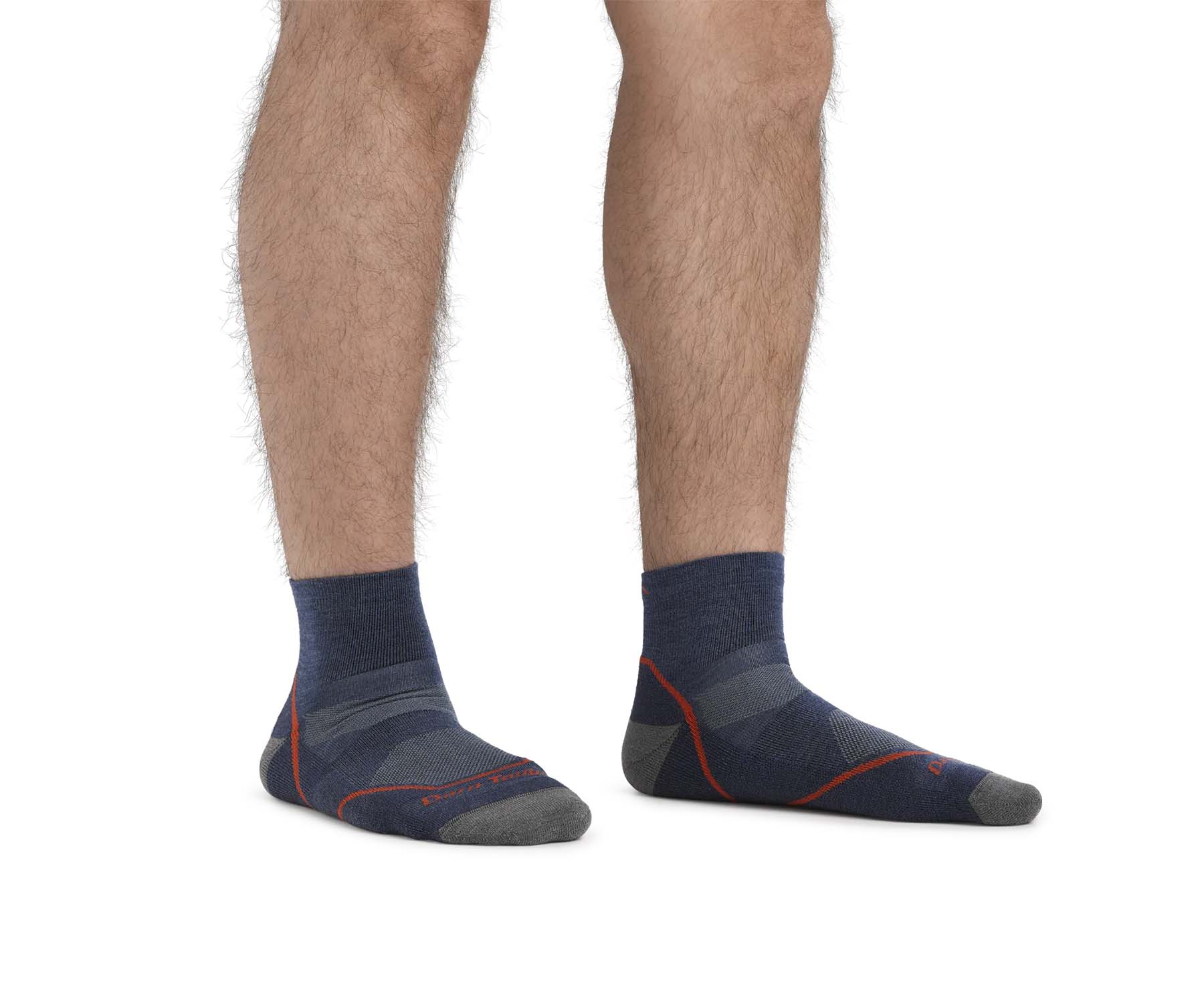 Darn Tough Men's Light Hiker Quarter Lightweight Hiking Sock - Denim (1991-C Denim 0722)