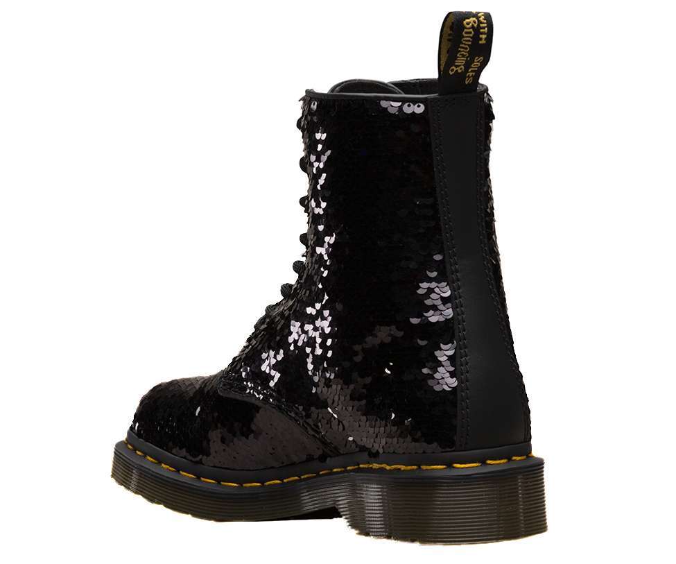 Dr. Martens Women's 1460 Pascal Sequin Lace Up Boot (Black / Silver)