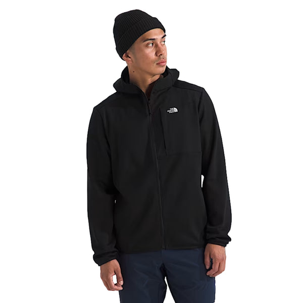 Men’s TNF™ Performance Fleece Full-Zip Hoodie in black, featuring full-zip front, adjustable hood, and The North Face® logo on chest.