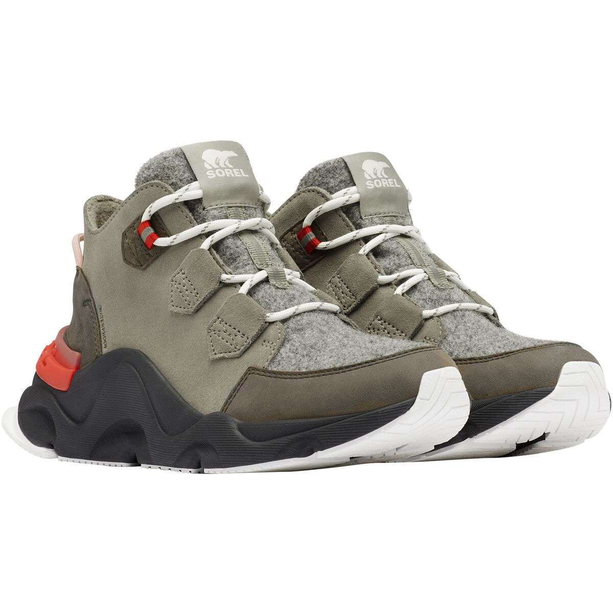 Sorel Women's Kinetic RNEGD Caribou Waterproof Boot NL4398-395 Grey Green, Alpine Tundra